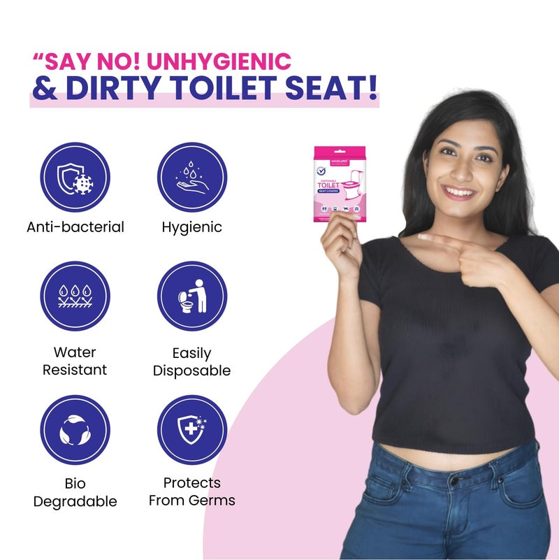 MildCares Disposable Toilet Seat Covers (Pack of 5, 50 Sheets)|Say No Direct Contact With Unhygienic Seats | Protects Against Germs For Public Toilets & Travel Essentials | Flushable & Nature Friendly - Image 2