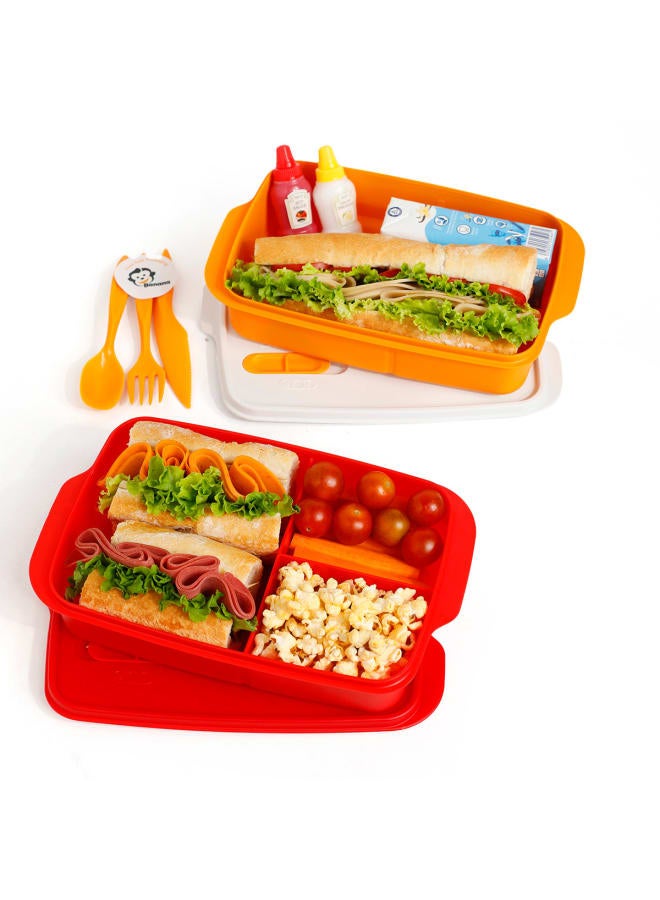Banana Plastic Lunch Box Set – Red (2-Piece of 1L) - Image 2