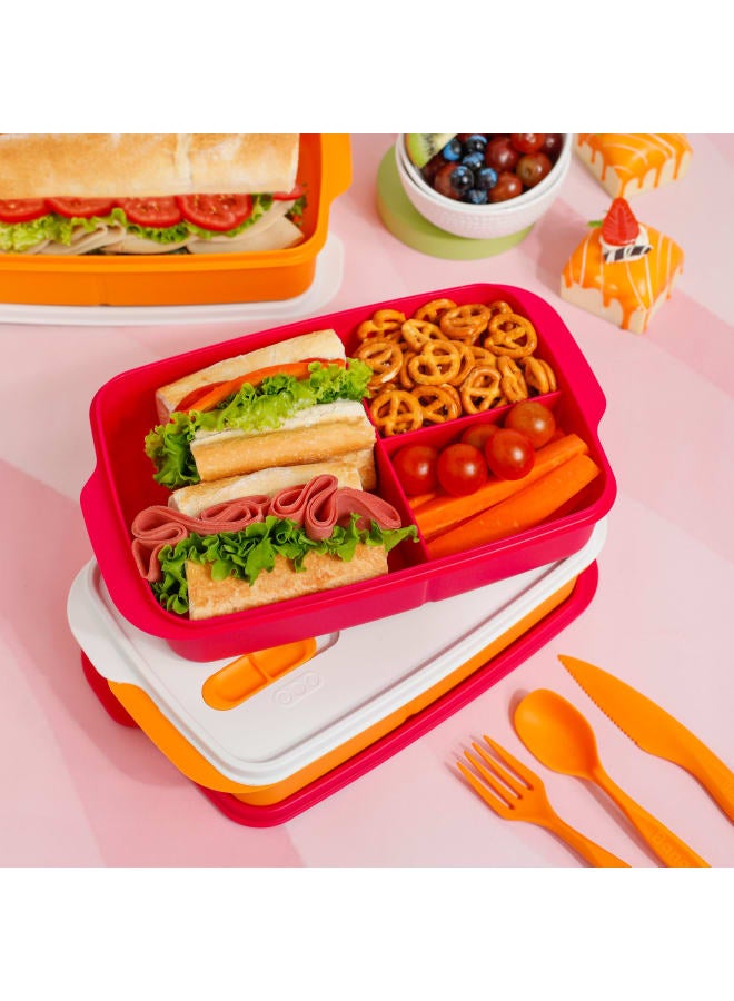 Banana Plastic Lunch Box Set – Red (2-Piece of 1L) - Image 3