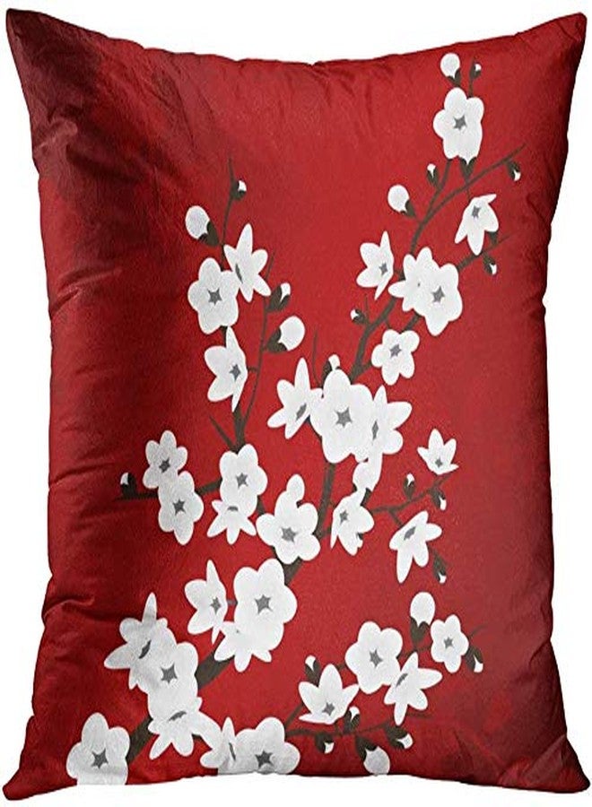 ArtSocket Set of 4 Throw Pillow Covers Japanese Zen Tree Eastern Nature Home Flowers Cherry Blossom Beige Cream Decorative Pillow Cases Home Decor Square 22x22 Inches Pillowcases - Image 5