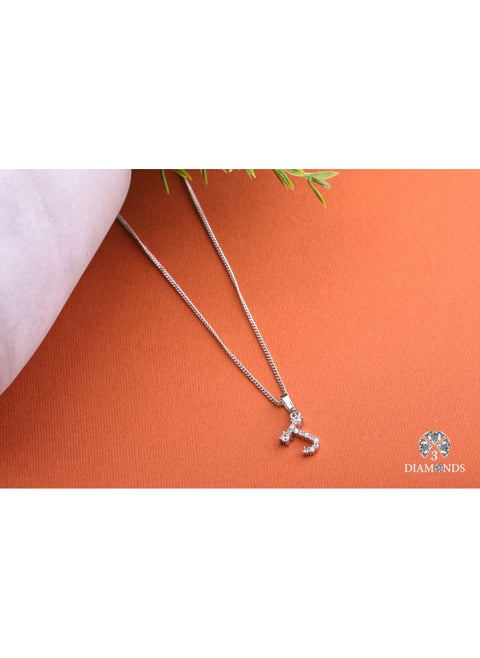 3DIAMONDS Women’s Necklace with Letter J Pendant, Platinum-Tone, Crystal Design