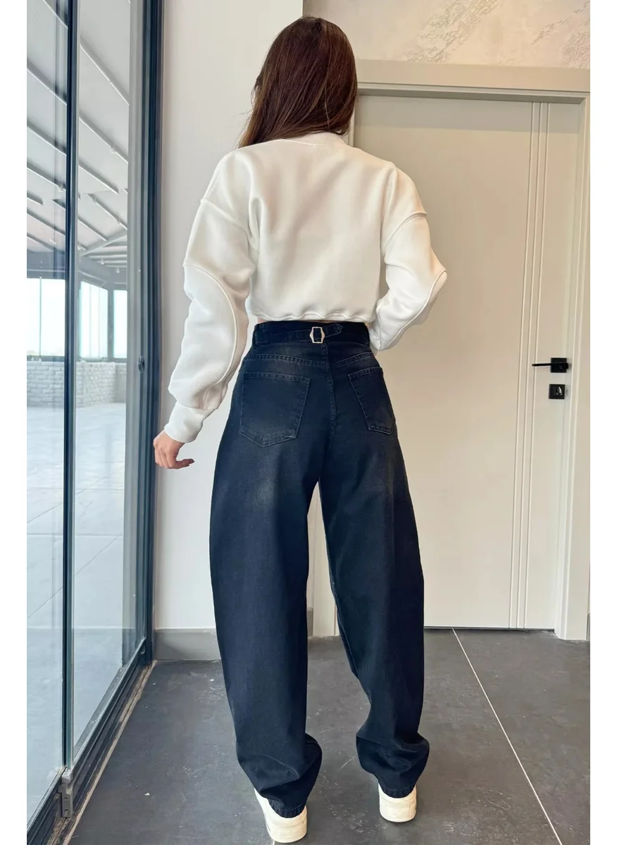 Gülseli High Waist Belt Detailed Women's Jeans