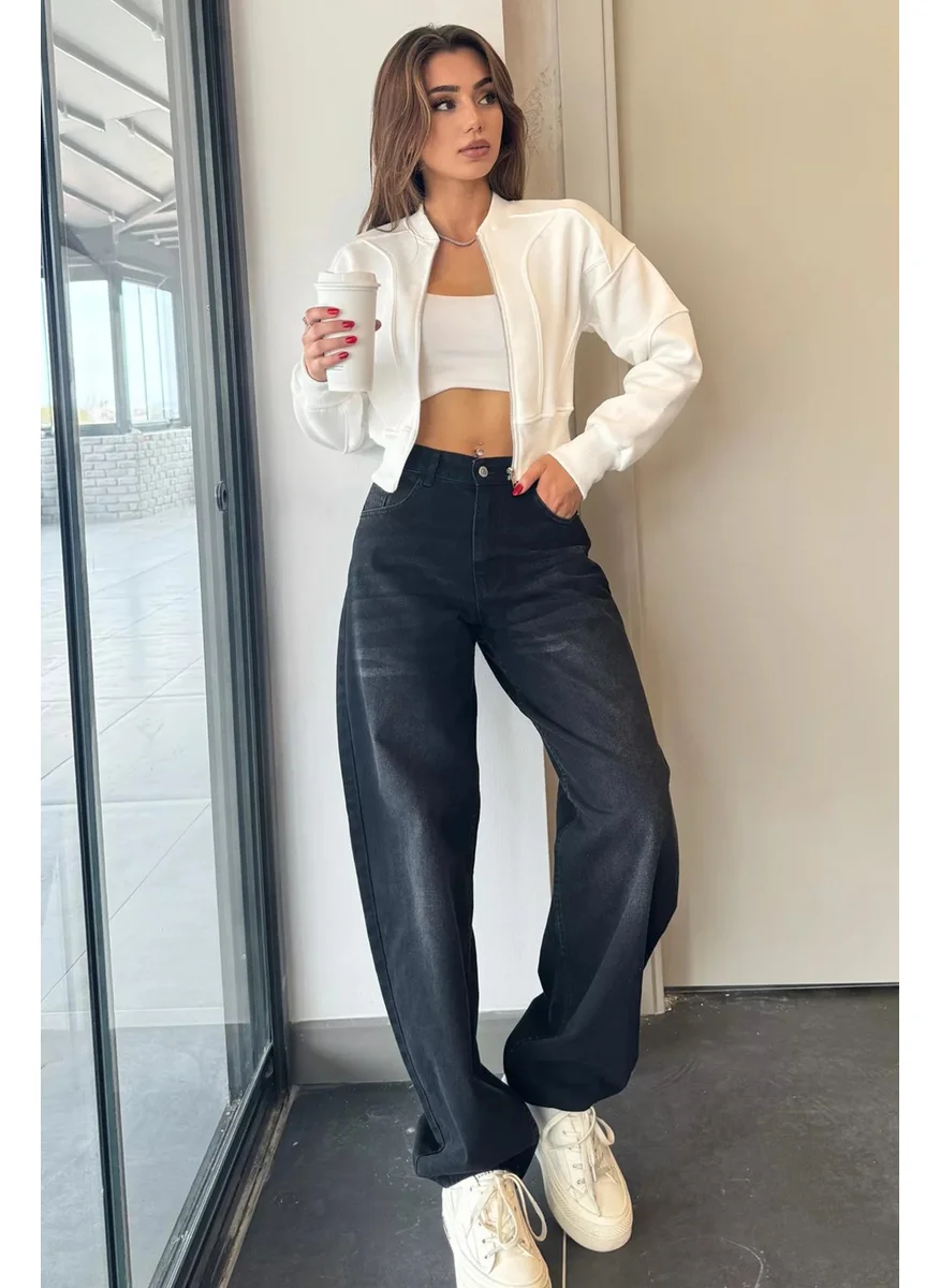 Gülseli High Waist Belt Detailed Women's Jeans