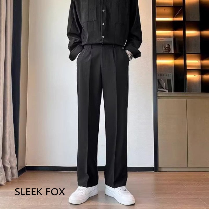 Men'S Summer Ice Silk Drape Versatile Suit Pants Trendy Wide-Leg Casual Pants Solid Color Simple Straight Suit Pants - Image 3