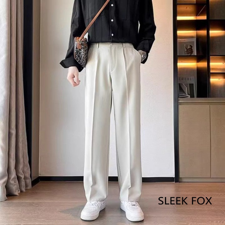 Men'S Summer Ice Silk Drape Versatile Suit Pants Trendy Wide-Leg Casual Pants Solid Color Simple Straight Suit Pants - Image 5
