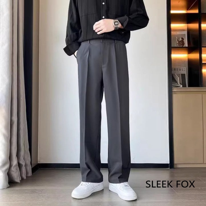 Men'S Summer Ice Silk Drape Versatile Suit Pants Trendy Wide-Leg Casual Pants Solid Color Simple Straight Suit Pants - Image 4