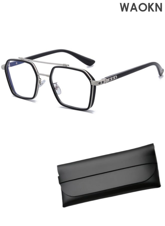 WAOKN Anti Blue Light Glasses Women Men - Retro Round Computer Glasses Blue Light Filter Digital Devices with Metal Frame 100% UV Protection, Anti Eye Eyestrain UV 400 Protection Reading Gaming Glasses - Image 1