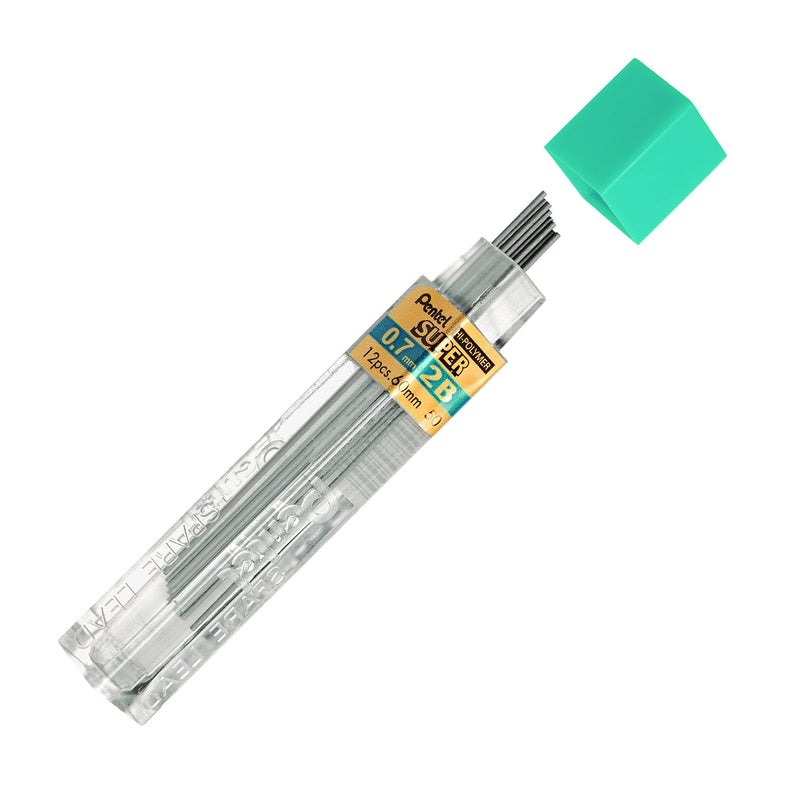 Pentel Super Hi-Polymer Lead Refills, (0.7mm) Medium, 2B, 12 Tubes, 144 Pieces of Lead (50-2B) - Image 3