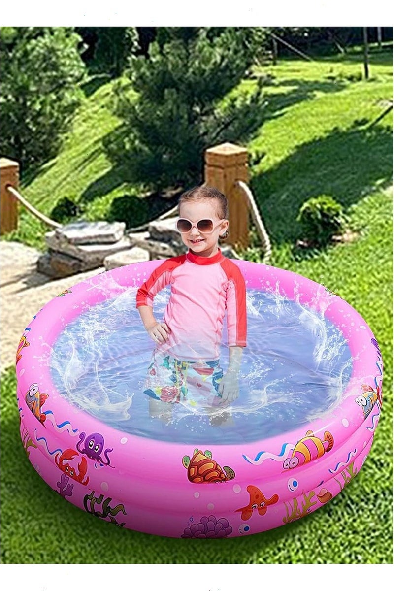 Topyich Inflatable Swimming Pools for Kids, Portable Baby Pool with Little Pump,Kiddie Paddling Pool for Home Outdoor(Pink, Random Pattern) - Image 1