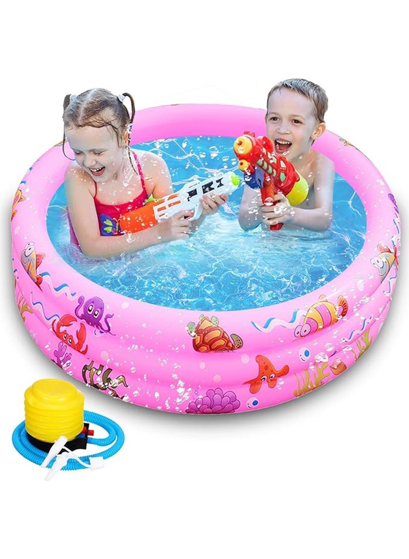 Topyich Inflatable Swimming Pools for Kids, Portable Baby Pool with Little Pump,Kiddie Paddling Pool for Home Outdoor(Pink, Random Pattern) - Image 4