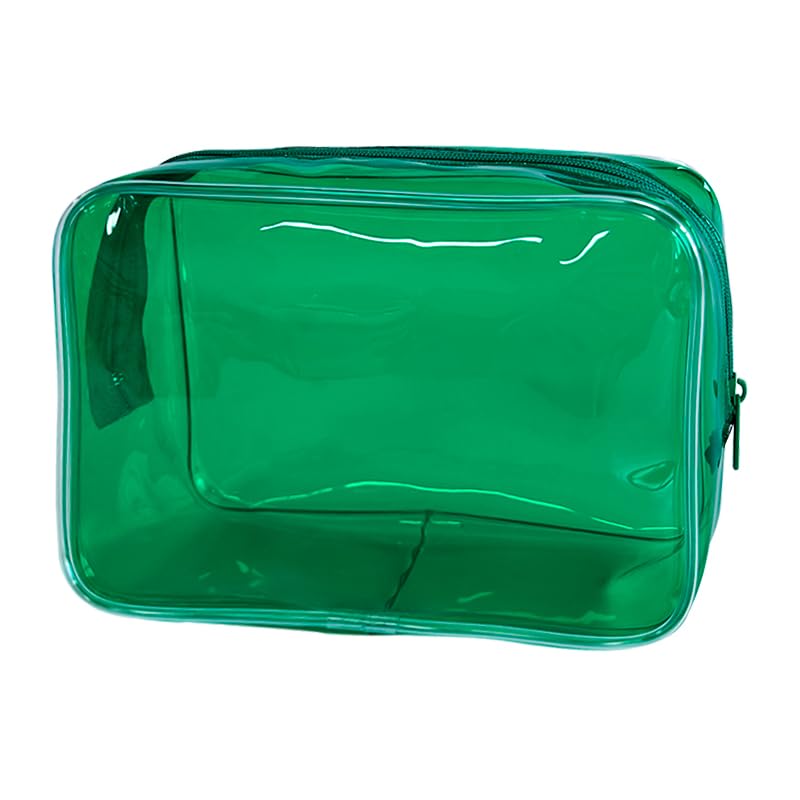 TotePrint Neon TSA Approved Clear Toiletry Pouch, 7"x2.3"x4.7" Size, PVC Travel Makeup Bags for Toiletries, Transparent Cosmetic Bag for Women and Men Small (dark green) - Image 1