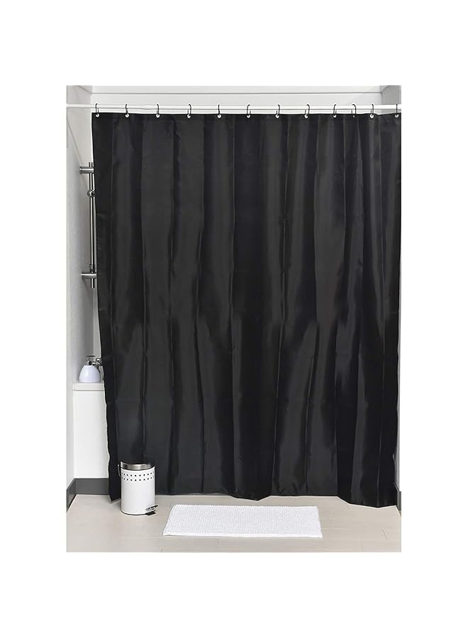 erorex 1204103 Design Fabric Polyester Shower Curtain With 12 Matching Rings Black  - Image 2
