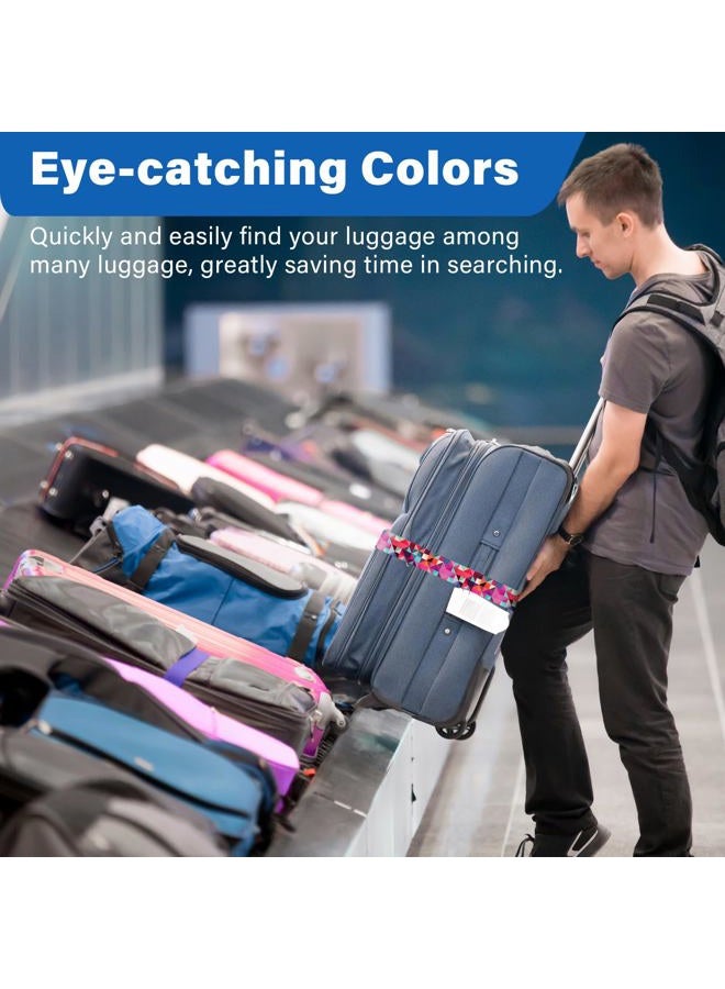 ZHOMA 2 Pack Luggage Straps for Suitcases, Adjustable Travel Belt with Double Lock and Quick Release Buckle, Heavy Duty Nylon Bag Packing Strap, Bright Identifiers Business Travel Accessories-Colorful Block - Image 5