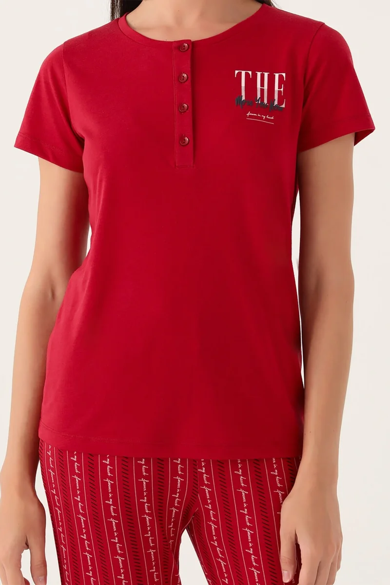 ارنيتا The Burgundy Women's Short Sleeve Pajama Set