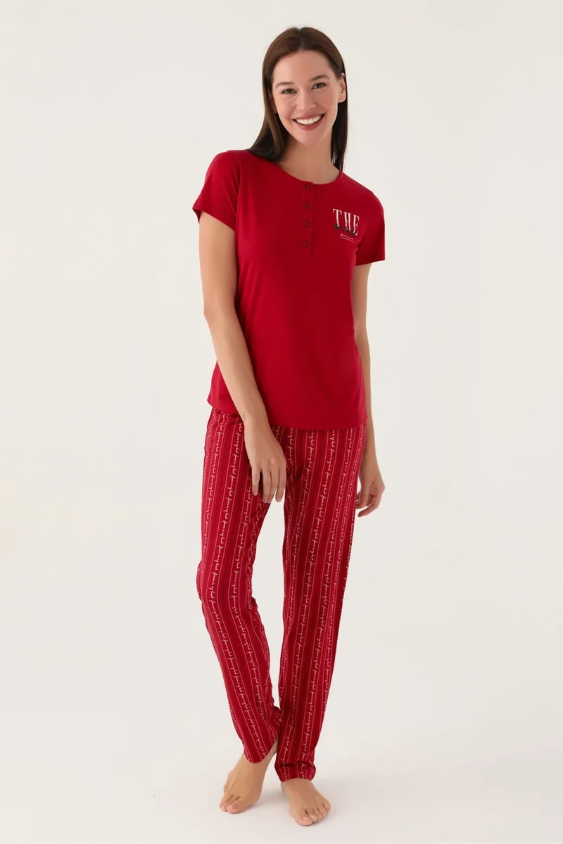 ارنيتا The Burgundy Women's Short Sleeve Pajama Set