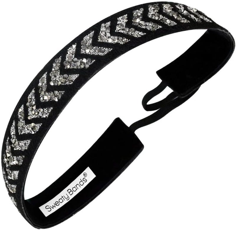 Sweaty Bands Womens Girls Headband for a Busy Lifestyle - Non-Slip Grip Sweat-Wicking Velvet-Lined Sparkling Hairband - Bling Walk This Way