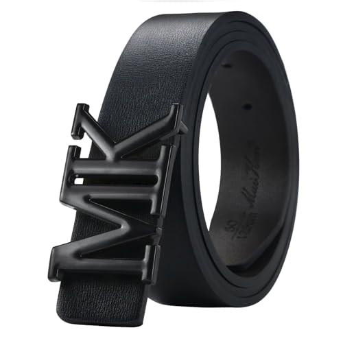 maikun Mens Dress Leather Belt, 1.3'' Width Casual Black Belt for Men, for Waist Size 28-30'' - Image 1