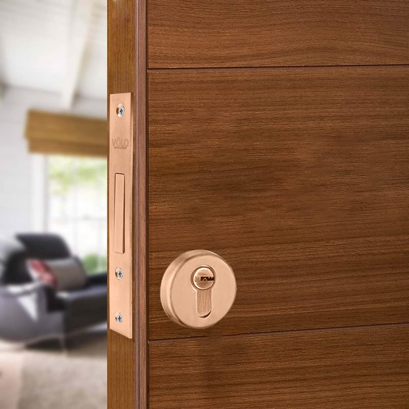 Volo Door Dead Lock with Brass 60mm Cylinder and computerised Keys for ExteriorInterior Door Antique Brass - Image 1