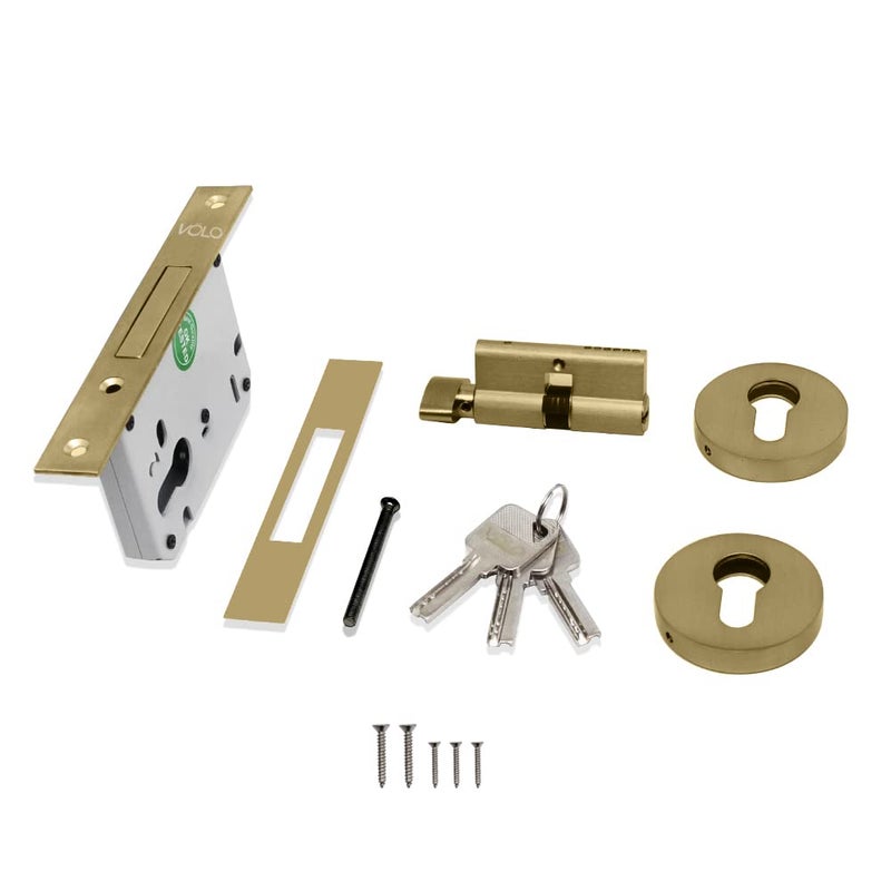 Volo Door Dead Lock with Brass 60mm Cylinder and computerised Keys for ExteriorInterior Door Antique Brass - Image 2