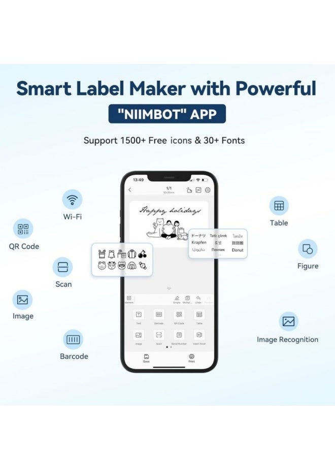 Bluetooth Label Printer Label Maker Machine with 1 Roll Starter Tape