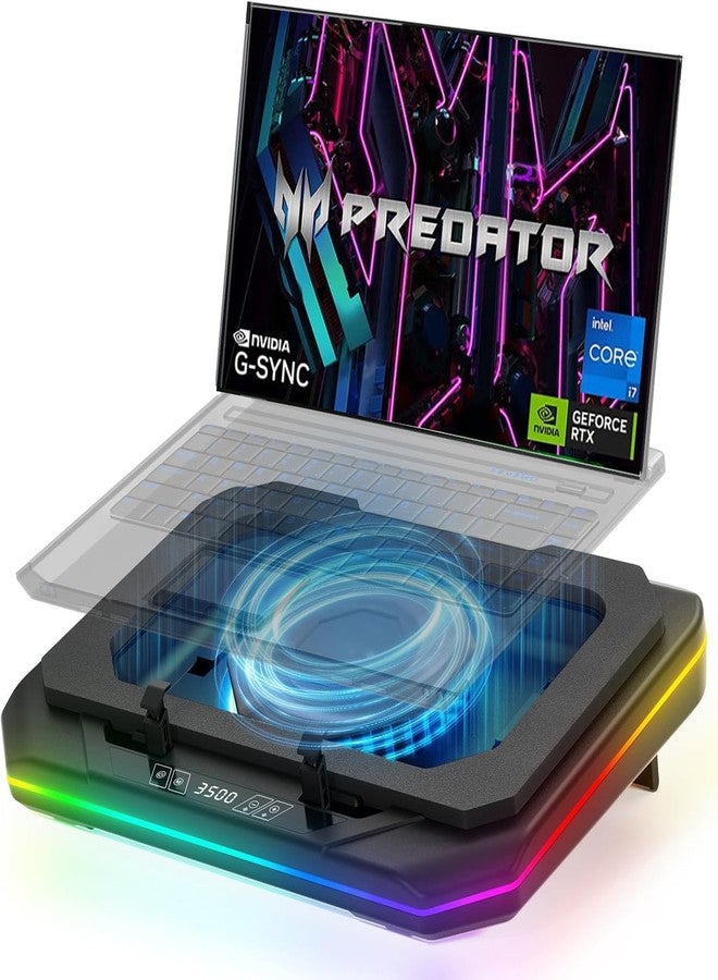 PHAPPY Cooling Pad for Acer Predator Helios 16 18 300 500 (Neo 16 16s 18 AI) Triton 14 AI 14 17 X 300 SE 700 900 14-18 Gaming Laptop,Cooler with Ultra Powerful Booster Turbo Cooling Fan,RGB Light,Touch Start - Image 1