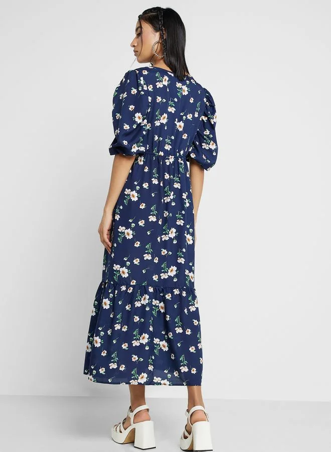 Ginger Cut-Out Front Puff Sleeve Dress