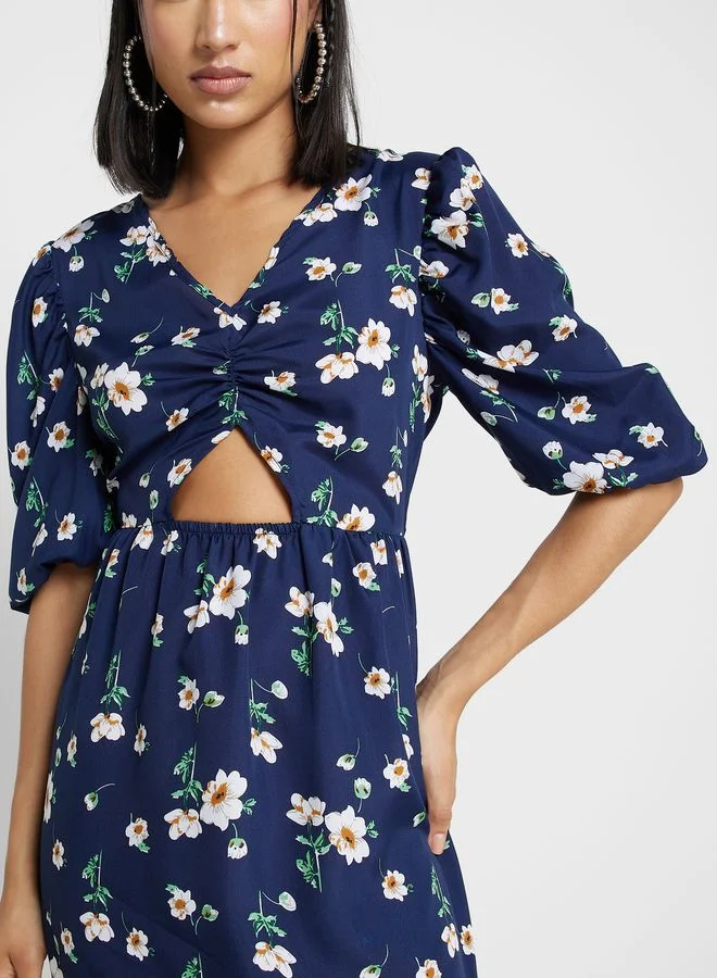 Ginger Cut-Out Front Puff Sleeve Dress