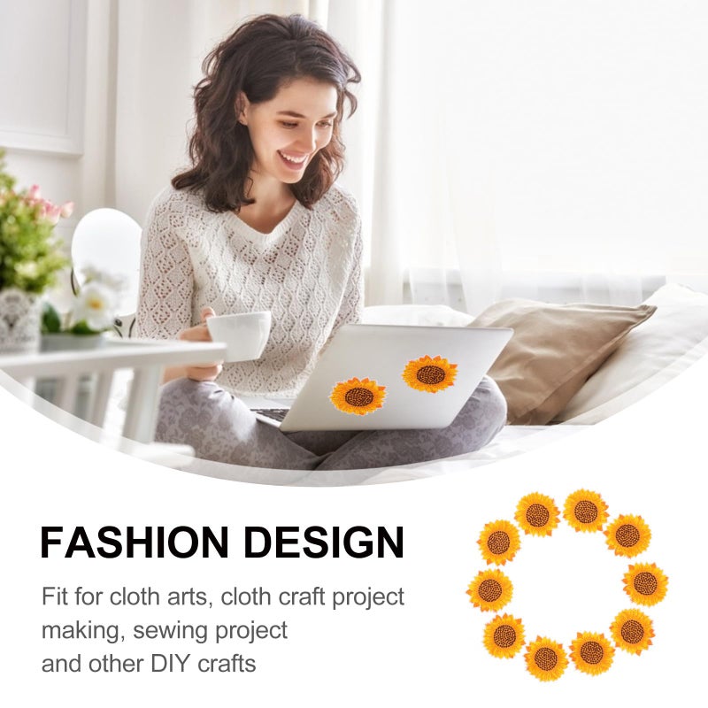 Sunflower Embroidery Patches 10PCS Iron On For Clothing DIY Crafts Decor - Image 5