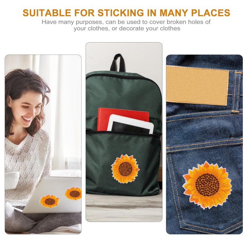 Sunflower Embroidery Patches 10PCS Iron On For Clothing DIY Crafts Decor - Image 4