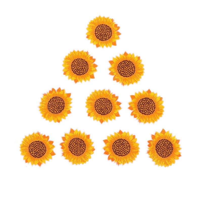 Sunflower Embroidery Patches 10PCS Iron On For Clothing DIY Crafts Decor - Image 2
