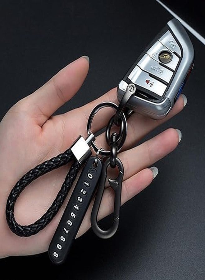 VASANGI Anti-Lost Car Keychains With Phone Number Tag Metal Keychain Double Pendant Keyring For Office Home Car Bike (Black) - Image 4
