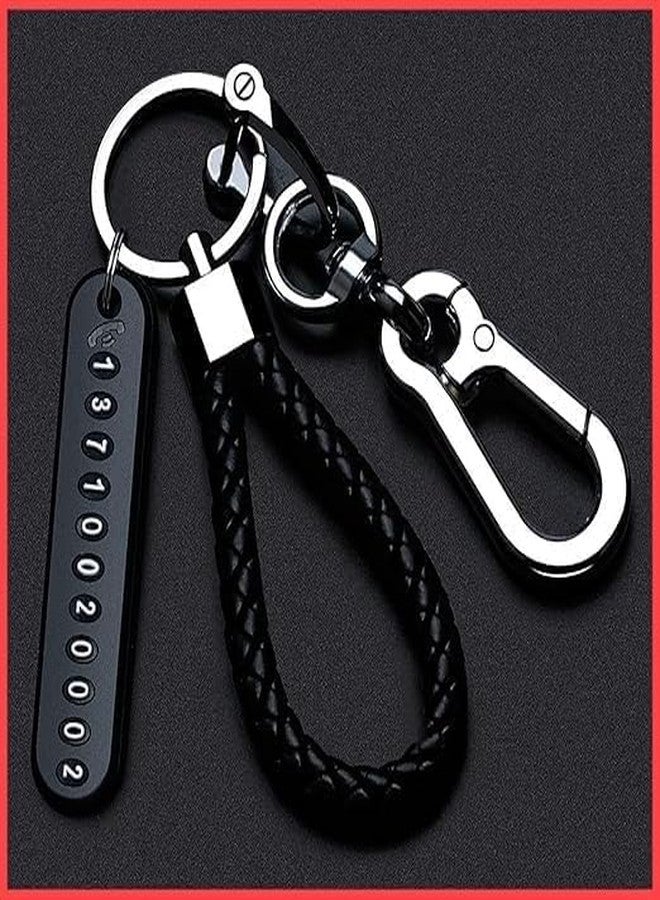 VASANGI Anti-Lost Car Keychains With Phone Number Tag Metal Keychain Double Pendant Keyring For Office Home Car Bike (Black) - Image 1