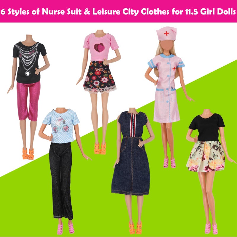 ZTWEDEN 71Pcs Doll Clothes & Accessories for 12 Inch Boy & Girl Dolls - Pet Care Set Includes 25 Wear Clothes, Shirts, Jeans, Suits, Shoes, Pet Doctor Playset, Trolley, Backpack - Image 3