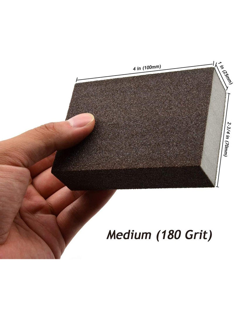 اسفنجة صنفرة يدوية متوسطة (180 حصى)، ورقة صنفرة لإزالة الصدأ عن سكاكين المطبخ والمقصات، اسفنجة كاشطة لجعل السطح ناعماً، حجم 4 بوصات، عبوة من 4 قطع - Image 5