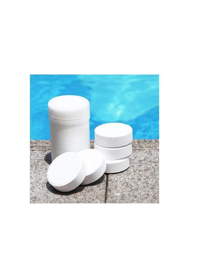 Blu - BLUQUA Slow-dissolving Chlorine Tablets 1KG, Pool and Spa Water Bacteria, Algae Disinfection Treatment with Sunlight/UV Protection, TCCA 3" 200g x 5 pcs, Made in EU (1 Tin (5 Tablet)) - Image 1