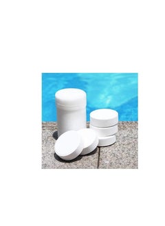 Blu BLUQUA Slow-dissolving Chlorine Tablets 1KG, Pool and Spa Water Bacteria, Algae Disinfection Treatment with Sunlight/UV Protection, TCCA 3" 200g x 5 pcs, Made in EU (1 Tin (5 Tablet))  - Image 1