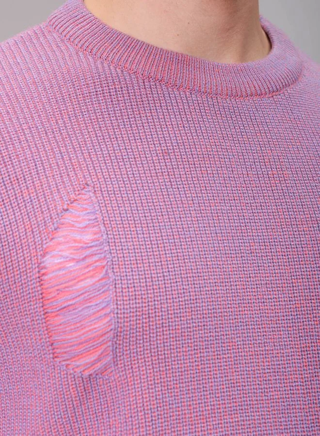 The Indian Garage Co Men Oversized Textured Crew Neck Sweater