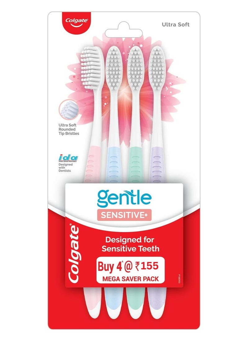 Colgate - Colgate Gentle Sensitive Toothbrush ultra soft multicolour pack of 4 - Image 1