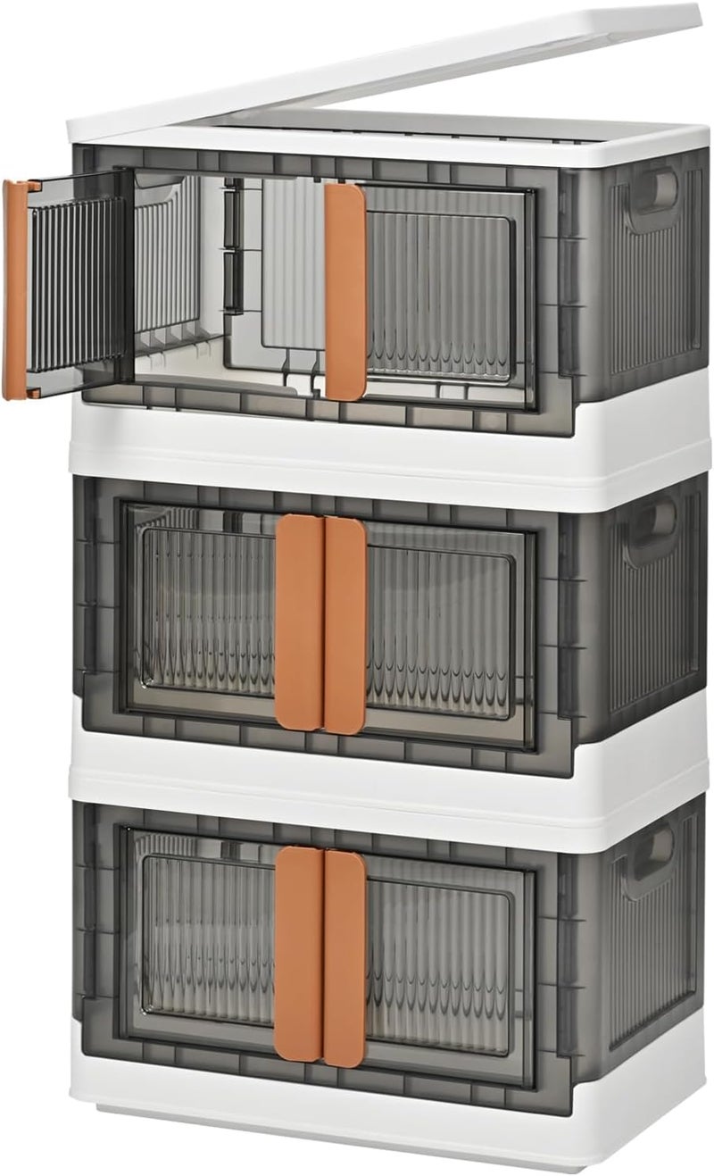 Lamok Multipurpose Stackable Cupboard Drawer for Clothes, Kitchen Item Storage; Wardrobe Cabinet Organizer for Home, Office (Cupboard Double Door, 3 Tier) - Image 5