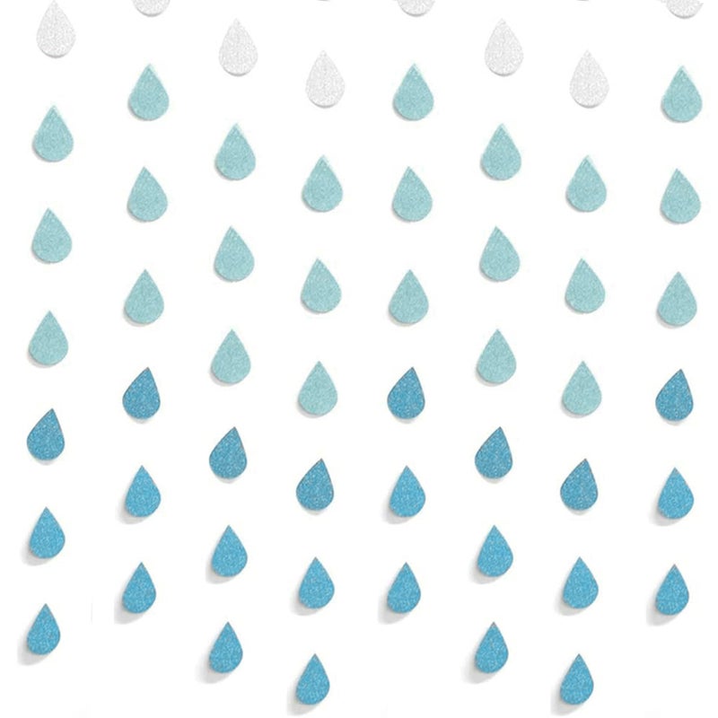 Yzurbu 24 Strings Raindrop Garland Decorations Paper Hanging Rain Drops Decor Pieces for Baby Shower Party and Centerpieces Decoration  Blue