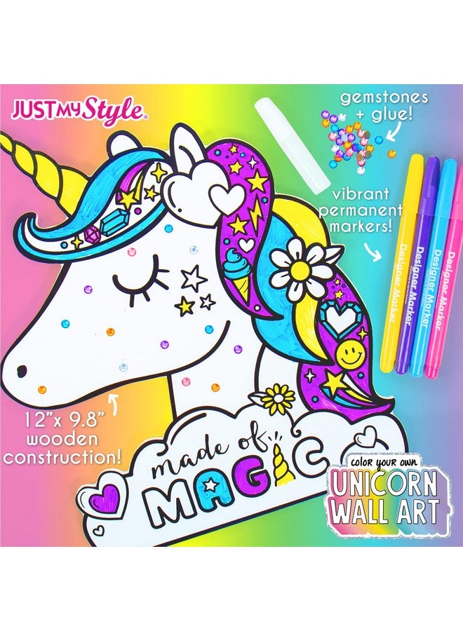 Just My Style Color Your Own Unicorn Wall Art Customizable Wooden Unicorn Wall Art Decor Mess Free Diy Unicorn Wall Art Kit Great Unicorn Theme Birthday Party Decorations & Gifts For Girls Multi - Image 3