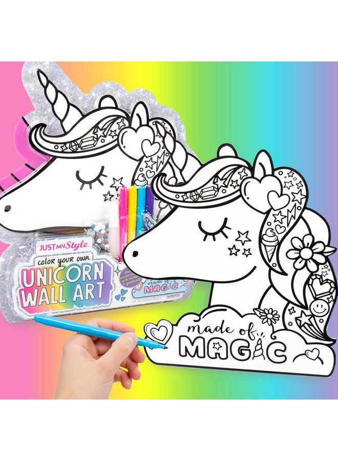 Just My Style Color Your Own Unicorn Wall Art Customizable Wooden Unicorn Wall Art Decor Mess Free Diy Unicorn Wall Art Kit Great Unicorn Theme Birthday Party Decorations & Gifts For Girls Multi - Image 1