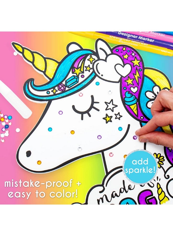 Just My Style Color Your Own Unicorn Wall Art Customizable Wooden Unicorn Wall Art Decor Mess Free Diy Unicorn Wall Art Kit Great Unicorn Theme Birthday Party Decorations & Gifts For Girls Multi - Image 4