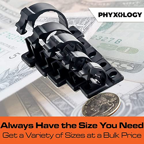 PHYXOLOGY SUPPLY - Pro-Grade, Adhesive-Backed Cable Clamps. Multi-Size Set of 20x 4, 6, 8, 10 and 12 mm Black Clips - Wire Management, Cord Organization - Home and Office Tools-Free Install (100 Pk) - Image 5