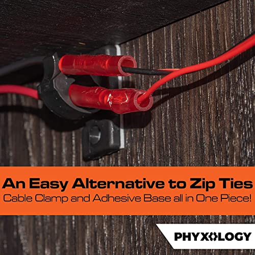 PHYXOLOGY SUPPLY - Pro-Grade, Adhesive-Backed Cable Clamps. Multi-Size Set of 20x 4, 6, 8, 10 and 12 mm Black Clips - Wire Management, Cord Organization - Home and Office Tools-Free Install (100 Pk) - Image 4