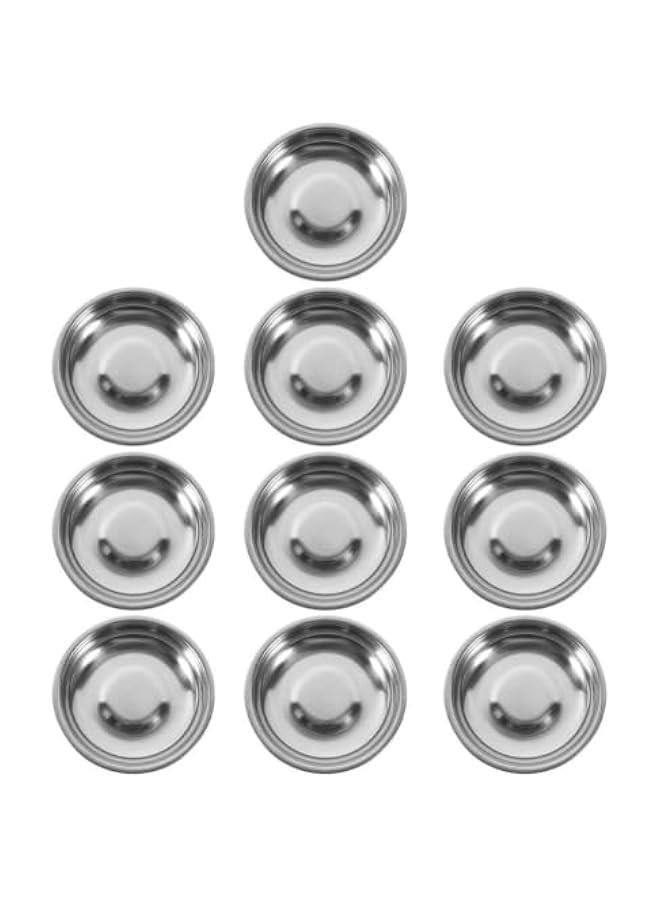 Stainless Steel Sauce Dishes 10pcs Mini Round Seasoning Bowls 3.5 Inch Sushi Dipping Bowls Thicken Condiment Cups Appetizer Plate Metal Ingredient Tray  - Image 1