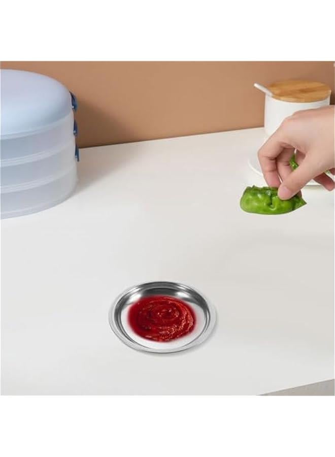 Stainless Steel Sauce Dishes 10pcs Mini Round Seasoning Bowls 3.5 Inch Sushi Dipping Bowls Thicken Condiment Cups Appetizer Plate Metal Ingredient Tray  - Image 5