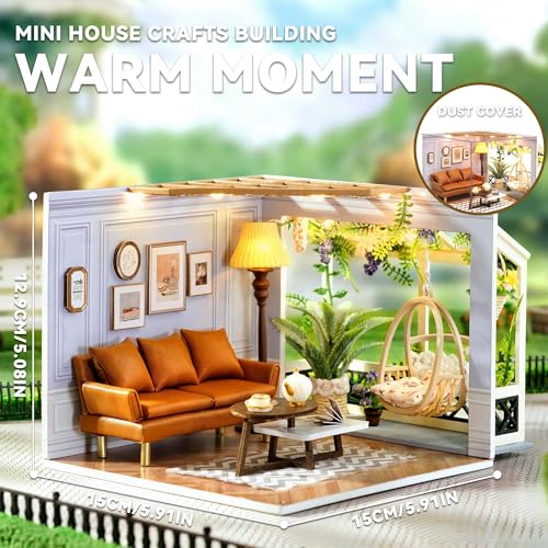 Flever DIY Miniature House Kit Tiny Home Kit with LED Light Mini House Build Craft Kits for Adults and Teens Home Decor Creative Gift for FamilyFriendsWarm Moment - Image 5