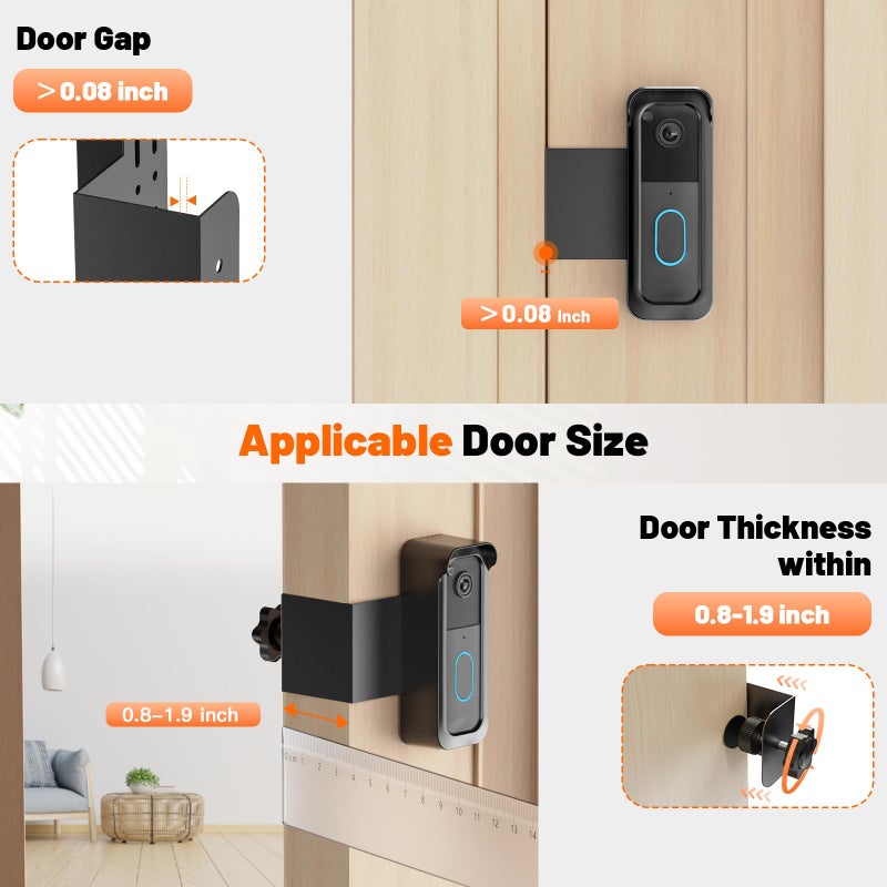 Satisure Blink Doorbell Mount, 2nd Gen Anti-Theft Blink Doorbell Camera Mount No Drilling with Rain Cover, Fit for Blink Video Doorbell 1st & 2nd Gen, No Block Sensor & Night Vision - Image 3