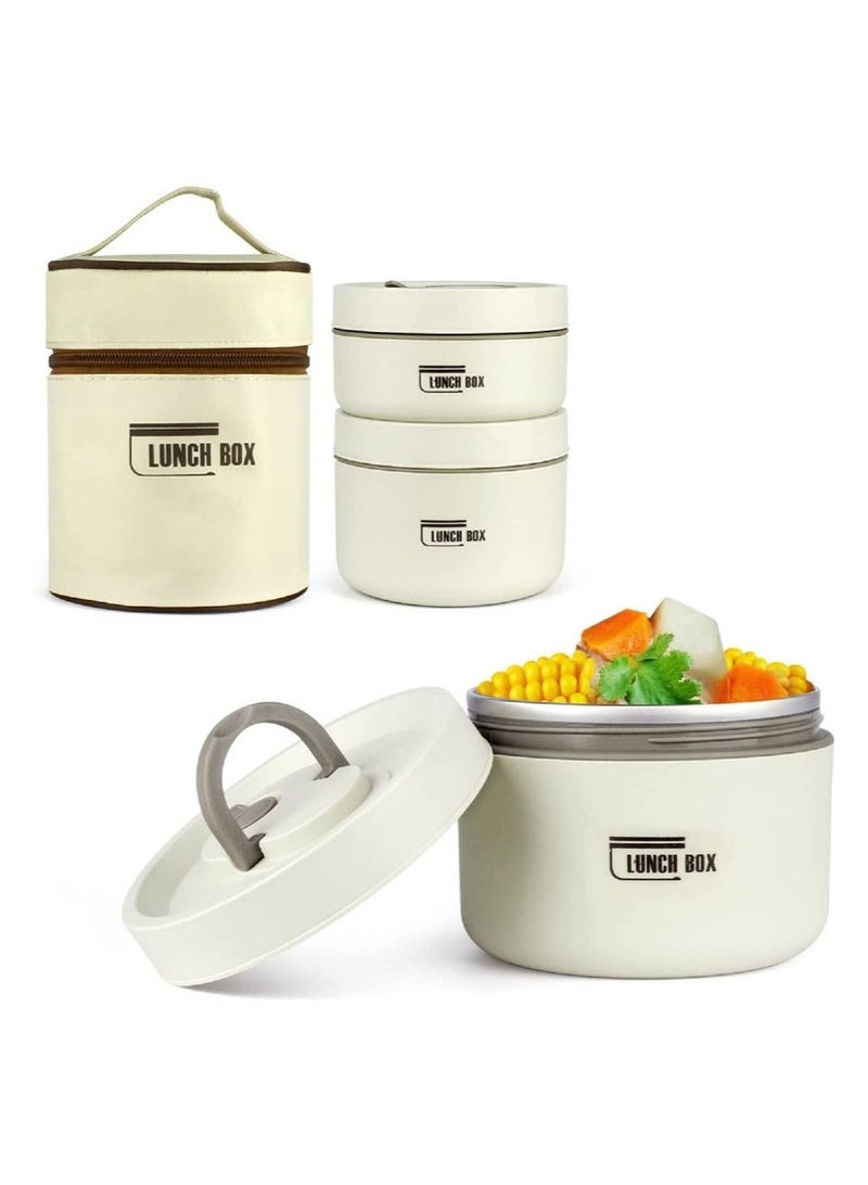 مجموعة صناديق غداء عازلة ذات حزمتين مع كيس غداء (باللون البيجي) - Image 1